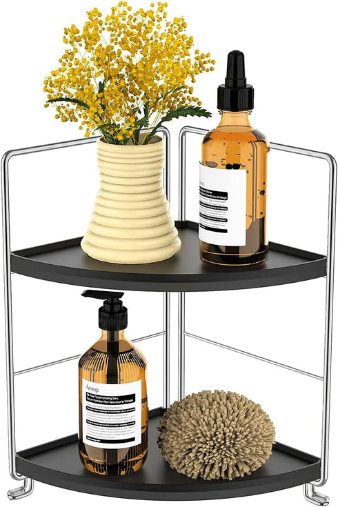 kaileyouxiangongsi 2-Tier Countertop Kitchen Spice Rack Standing Shelf, Corner Storage Shelf, Bathroom Organizer