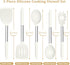 TeamFar Cooking Utensils Set, 5 Pcs Silicone Kitchen Utensils with Stainless Steel Handle, for Nonstick Cookware Flipping Frying Turning Draining, Heatproof & Healthy, Healthy & Easy Clean, White by TeamFar