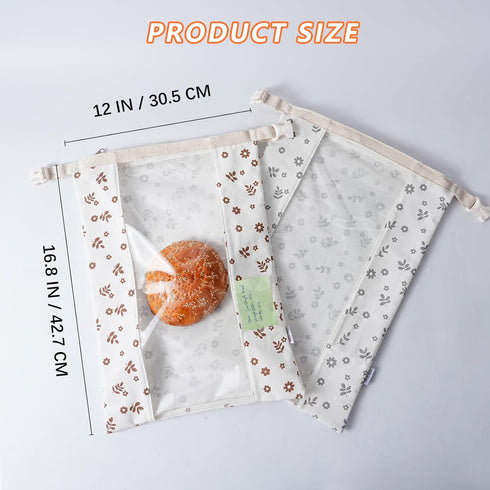 ORORIN Accessories,2-Pack Reusable Bread Bags for Homemade Bread,Linen Sourdough Bag Storage Container with Clear