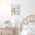 LB Yellow Floral Wall Art - Butterfly Blue Flower Funny Inspirational Canvas for Bathroom Rustic Farmhouse Decor
