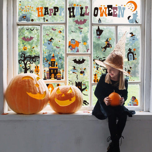 CCINEE Halloween Window Stickers - 10 Sheets Halloween Clings Decals for Indoor and Outdoor Home Decor