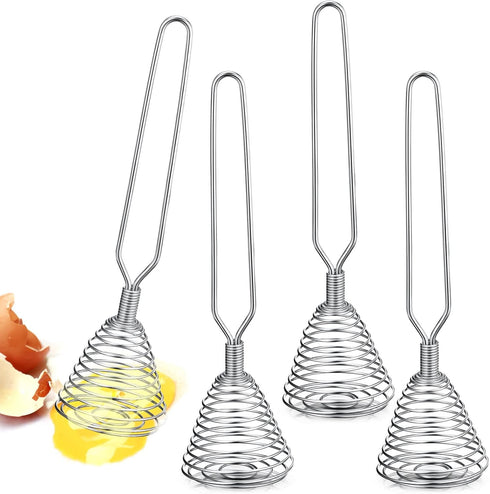 4 Pieces Stainless Steel Spring Whisk, 8.46 Inches Egg Whisk for Blending, Whisking, Beating, Stirring Kitchen Utensil