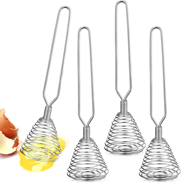 4 Pieces Stainless Steel Spring Whisk, 8.46 Inches Egg Whisk for Blending, Whisking, Beating, Stirring Kitchen Utensil