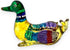 Tiny 1¾" Long Multicolor Sitting Duck Figurine - Miniature Hand Blown Painted Glass