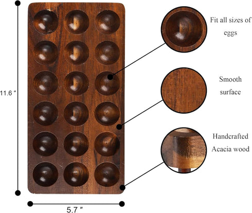 Wooden Double Layer Egg Holder, 36 Capacity Farmhouse Kitchen 2 Tier Fresh Egg Storage Rack for Countertop