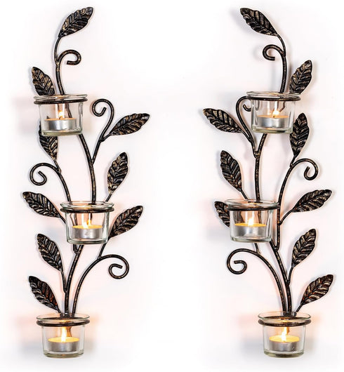 Sziqiqi Wall Sconces Candle Holder - Wall Candle Holder Black Tea Light