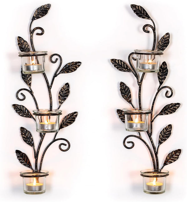 Sziqiqi Wall Sconces Candle Holder - Wall Candle Holder Black Tea Light