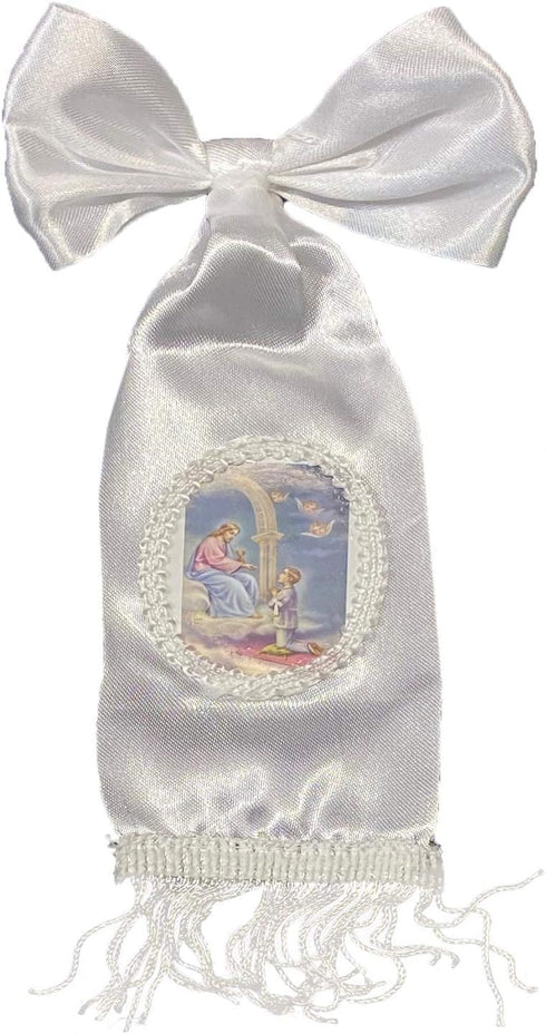 Lito First Communion Candle Set for Boys - White Silver Cross Candle Kit for Holy 1st Communion