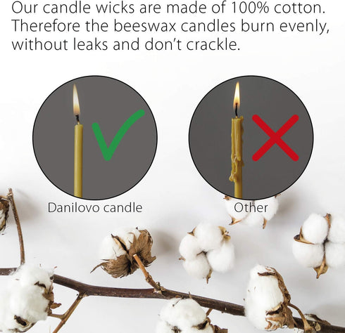 Danilovo Pure Beeswax Candles, Honey-Scented Decorative Thin Taper Candles, Pack of 100 pcs, 6.5 x 0.22 inch