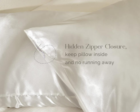 Yanibest Satin Pillowcase, Silk Pillow Cases for Hair and Skin with Zipper, Queen Set of 2 for 20"x30"