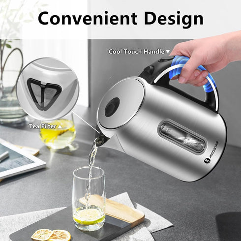 Aigostar Electric Kettle - 1.7L BPA Free Hot Water Kettle with LED Illumination, Auto-Shutoff & Boil-Dry Protection for