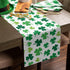 St Patrick's Day Green Shamrocks/Clover Table Runners, 13" x 70" Long Cotton Linen Non-Slip Rectangle Dresser Scarves