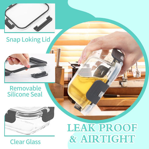 Skroam Glass Food Storage Containers 10 Pack - Airtight, BPA Free, Leak Proof Meal Prep Set for Lunch & Pantry