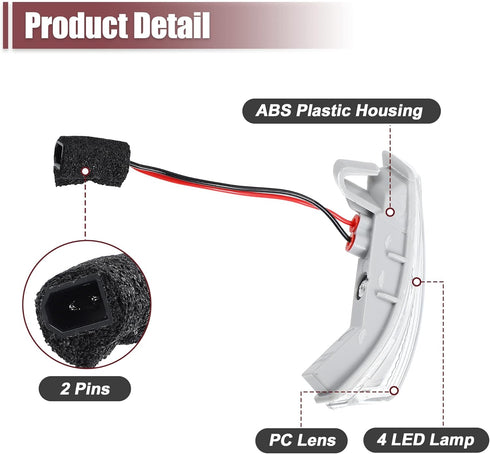 ACROPIX Car LED Front Right Side Mirror Turn Signal Light, Fit for Chrysler Town Country - Pack of 1 Silver Tone