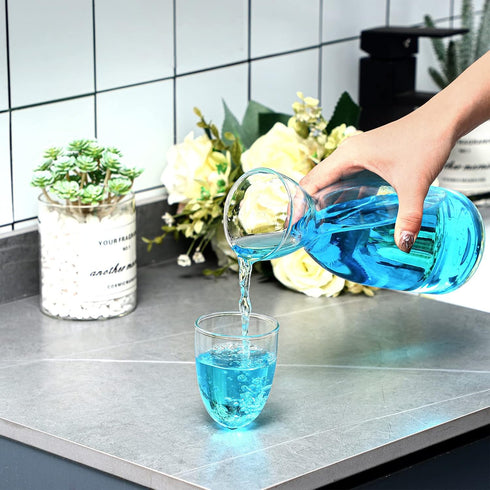 CHENGU Set Set 600 ml (1) Bedside Water Carafe with Tumbler Glass for Bathroom Mouth Washer Dispenser Mouth Wash