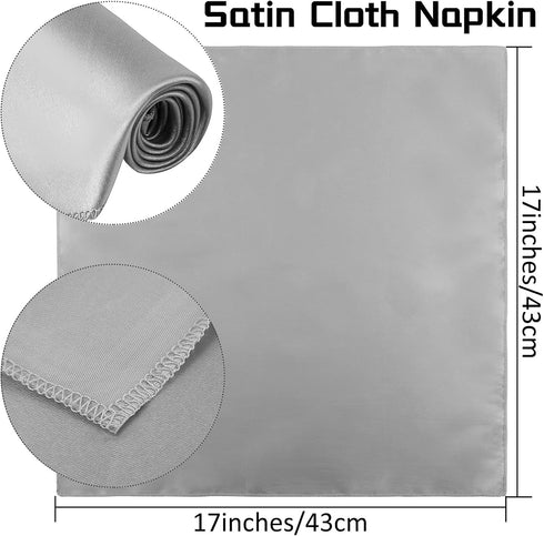ANECO 12 Pieces Satin Napkins, Soft Dinner Napkins 17 x 17 Inches for Restaurant, Weddings, Party