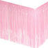 Allgala Macaron Pink Tinsel Table Skirt 2-Pack 29x108 Inch Metallic Foil Fringe Table Skirts for Party Event Decoration