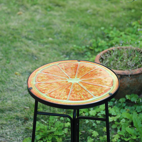 12'' VCUTEKA Patio Side Table Outdoor Accent Table Bistro Coffee Tables Plant End Small Porch Tables Indoor Round Glass