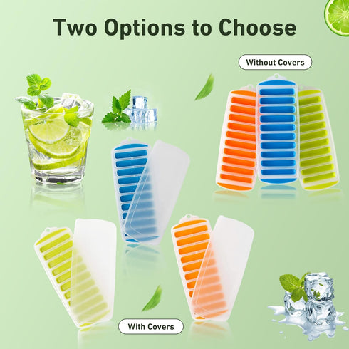 Lily's Home Silicone Narrow Ice Stick Cube Trays, Set of 3, Ideal for Sports and Water Bottles