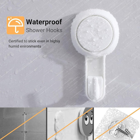 Marchpower Shower Suction Cup Hooks - 4 Pack Reusable Heavy Duty Vacuum Suction Hook for Bathroom Wall