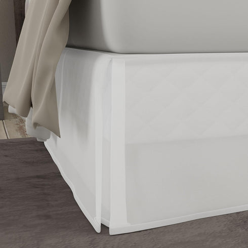 TodaysHome Microfiber Classic Tailored Bed Skirt Dust Ruffle, Queen, White - TOH25014WHIT03