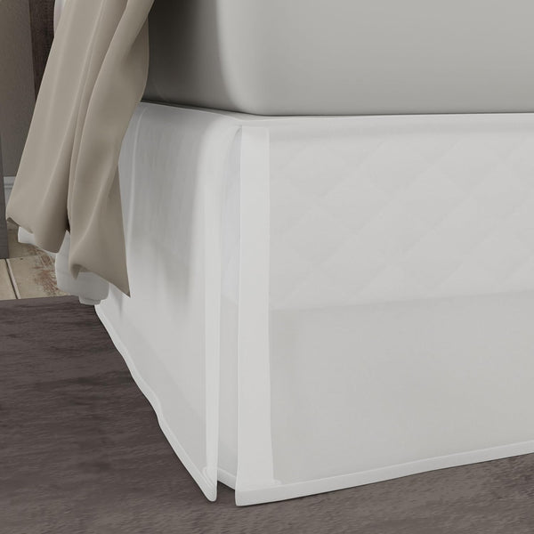 TodaysHome Microfiber Classic Tailored Bed Skirt Dust Ruffle, Queen, White - TOH25014WHIT03