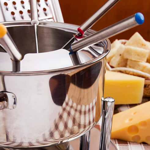 Set of 12 Stainless Steel Fondue Forks, 9.5", Color Coded Cheese Fondue Forks, Heat Resistant Handle
