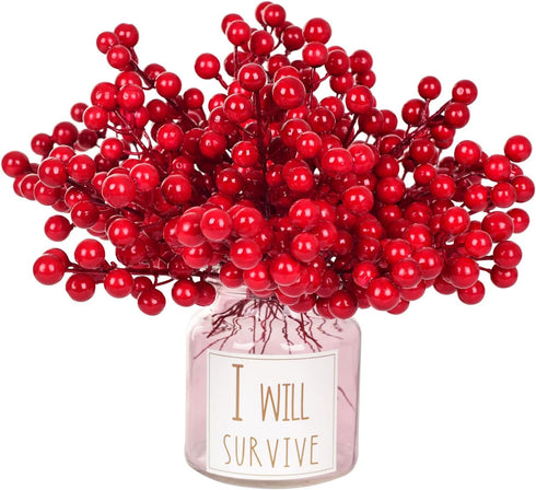 30pcs Lvydec Artificial Red Berry Picks - Christmas Holly Berry Branches Red Berry Stems for Holiday Home Decor