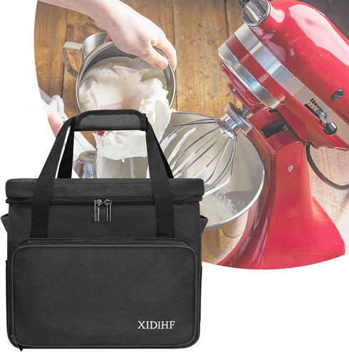 Mixer Carry Bag, Compatible with KitchenAid Mixers 6-8 Quart, Storage with Pockets, Black