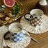 16Oz Home-4pack Retro Checkered Ceramic Coffee Mug - Extra Large Handle, Microwave Safe Vintage Patterned Tea Cup