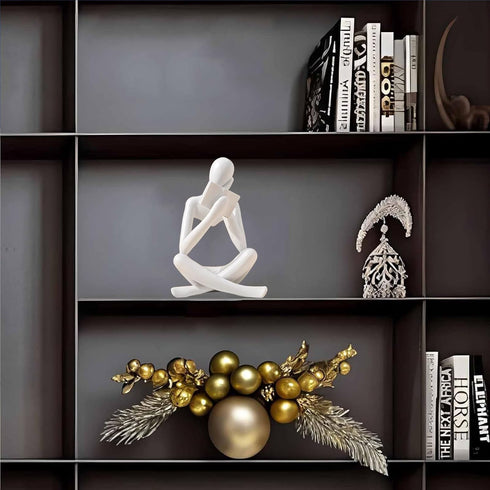 HyabDiop Bookshelf Decor Thinker Statue - Abstract Style Thinker Sculptures Modern Aesthetic Figurine Decoration