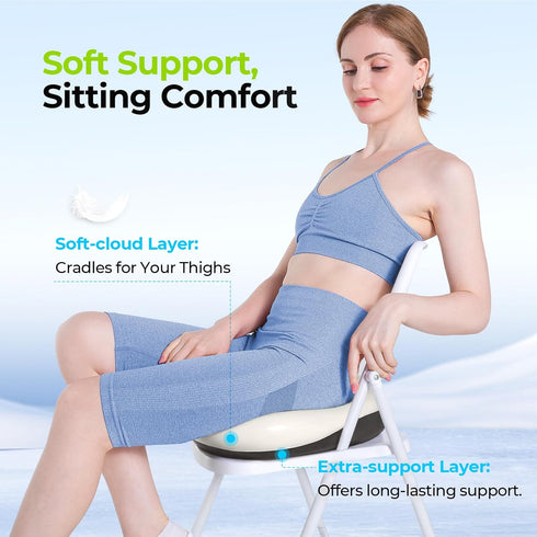 AUVON Multi-Layer Gel Cushion - Pressure Relief Cooling Memory Foam Coccyx Cushion for Sciatica Pain Relief