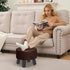 Small Foot Stool Ottoman with Storage, Faux Leather Ottoman Foot Rest for Couch, Round Footstool Ottomans for Living