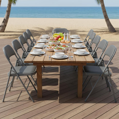 2 Pack Set, DUMOS Folding Chairs with Padded Cushion and Back - PU Leather Stackable Portable Dining Chairs for Home