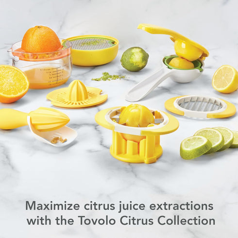 Tovolo Citrus Reamer Juicer with Seed Catcher Manual Fruit Juicer for Lemons Limes Oranges Tangerines Pomegranates