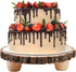 11 Inch Frcctre Wood Cake Stand, Round Wooden Cupcake Pedestal, Paulownia Woods Slice with Legs, Rustic Cake Holder