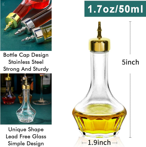 SuproBarware Bitters Bottle Set of 2 Glass Dash Bottle with Dasher Top, 1.7oz Professional Bar Tool for Home Bar