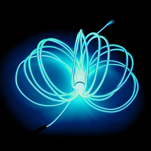 MaxLax EL Wire Ice Blue, 16.4ft/5m Portable Battery Pack Neon Light Strip 360