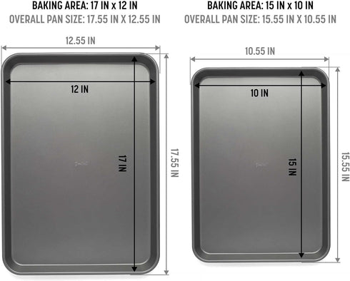 Goodful Nonstick Cookie Baking Sheet Set, Heavy Duty Carbon Steel, 2-Pack Bakeware Set, Dishwasher Safe, Gray