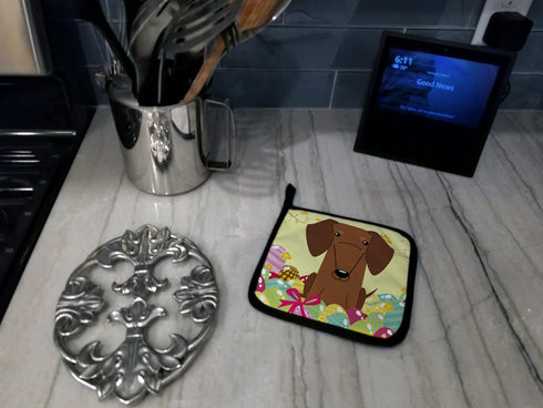 Caroline's Treasures BB6130PTHD Easter Eggs Dachshund Red Brown Pot Holders Set, Heat Resistant Kitchen Hot Pads, 7 1/2