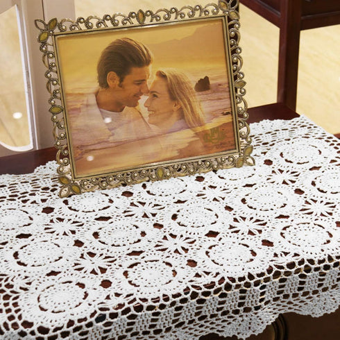 Damanni Cotton Handmade Crochet Lace Table Runner Doilies, 19 Inch by 35 Inch, White Dresser Scarves