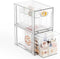 Yieach 2 Pack Large Stackable Storage Drawers,11Deep Under Cabinet Organizer,Baby Bottle Organizer,Clear Stacking