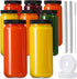 Shopify SEO: 16 OZ Glass Juicing Bottles - 8 Pack with 2 Straws & Lids, Airtight Black Lids, Reusable for Juice &