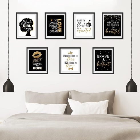 8 x 10 Inch Inspirational Wall D cor, Black Girls Bedroom Makeup Lash Lips Poster, Motivational Design Unframed
