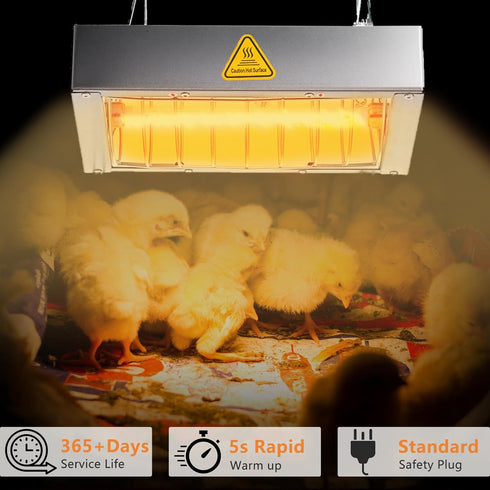 400W, 2 Settings, Chicken Coop Heater for Winter, Heat Lamp for Chickens Chicken Heater for Coop with Heating