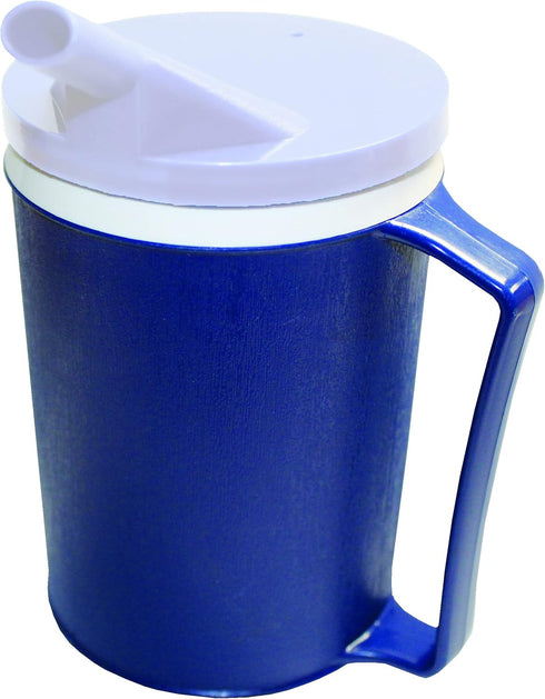 Rehabilitation Advantage Insulated Blue Mug with White Snorkel Lid, Non-Weighted