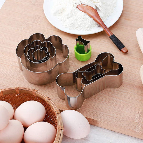 Dog Cookie Cutter Set - Stainless Steel Dog Bone and Paw Print Molds for Homemade Treats, Suitable for Cakes and Cookies