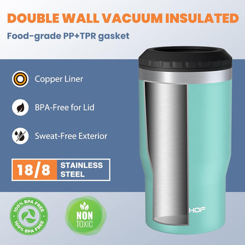 4 1 12 oz HAUSHOF in Insulated Stainless Steel Can Insulator, Fits Standard & Slim Cans|Beer Bottles, Perfect