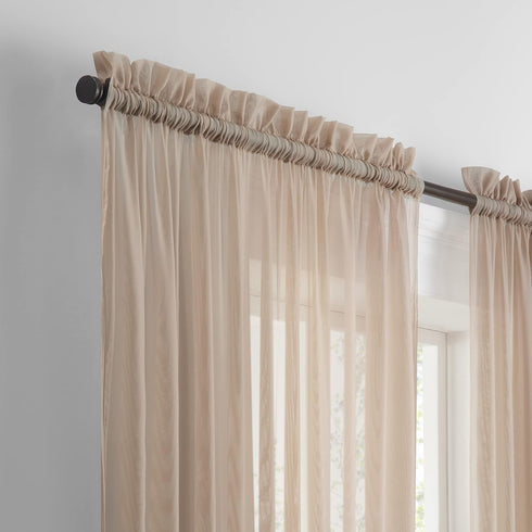 Pairs to Go Victoria Voile Modern Sheer Window Curtains, Taupe, 2 Panels, 59 in x 95 in