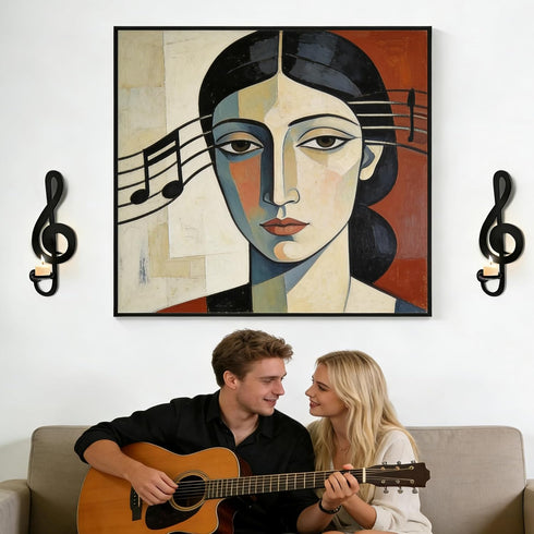 Set 2 (2, Candle Sconces of Wall Musical Note Sconces Decor Wall Mounted Metal Candle Holders with Foldable Tray